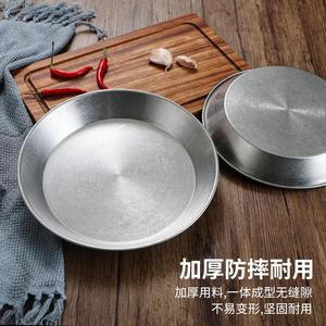 Vintage Distressed Stainless Steel Baking Pan Round Plate For Cake Pizza Fries Snack Seafood Vegetable Flat Tray Microwave Safe - Product Image 5