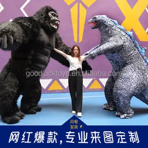 Şişme Cosplay cadılar bayramı noel partisi kostüm şempanze giysi hava gerçekçi gorilla yetişkin Godzilla şişme kostüm