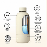 Bouteille d'eau isotherme en acier inoxydable de 500 ml avec compartiment de rangement – Garde au chaud 12h, au froid 24h