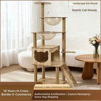 Arbre à chat intégré avec lit, griffoir et plateforme d'escalade – Conception peu encombrante en matériaux non boisés, style épuré pour balcon (Carton)