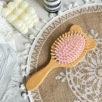 Brosse à cheveux ovale en bambou personnalisable avec logo, écologique, à coussin d'air, pour massage du cuir chevelu et démêlage, pour soins capillaires quotidiens
