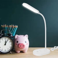 Lampe de bureau LED, 3 niveaux de luminosité, commande tactile, 5000K, 160lm, 80Ra, abat-jour carré, salle de lecture, ABS, moderne, DC5V, dimmable, batterie incluse