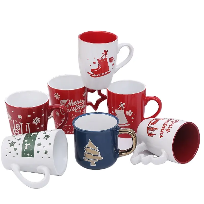 Christmas Mugs Cute Cartoon Snowman Santa Claus Ceramic Mug Gift