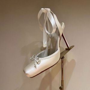 Giày cao gót kiểu dáng độc đáo bằng lụa - Giày đế xuồng dự tiệc quyến rũ <span class=keywords><strong>2025</strong></span>, gót nhọn mảnh, dây buộc dành cho nữ - Product Image 3