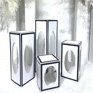 Colonne de fleurs en papier noir et blanc artisanale française, nouvelle décoration de mariage, centre de table, décorations de mariage - Product Image 3