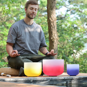 Bol chantant en cristal de quartz coloré dégradé Jinfang <span class=keywords><strong>Aria</strong></span>, instrument de guérison sonore, méditation sonore romantique avec marteau gratuit - Product Image 5