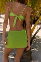 Impression personnalisée col en V avec sangle à pompon chemisier transparent robe de plage à manches longues bikini couverture pour les femmes