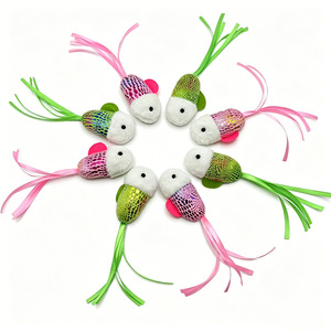 Souris en peluche scintillante laser avec ruban coloré et pompon, jouet interactif pour chaton, divertissement autonome - Product Image 4