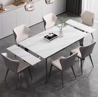 Ensemble de salle à manger en dalle de pierre pliable de style italien, table à manger rectangulaire moderne minimaliste pour les petites maisons