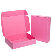Caja de correo de cosméticos Rosa Papel Kraft con flauta electrónica Cartón corrugado Impresión en relieve impermeable para embalaje de correo