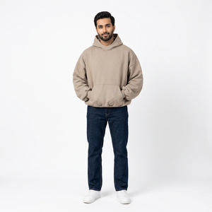 Customized Plain hoodies Puff Print no <b>string</b> Boxy Fit hoodie blank cotton pullover baggy men oversized cropped hoodies - Product Image 1