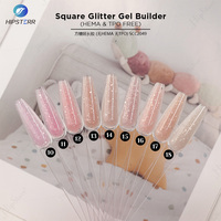 Gel de construction pour ongles auto-nivelant à paillettes carrées sans HEMA ni TPO, gel UV à faire tremper pour renforcer et construire les ongles
