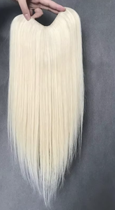 Topper per capelli umani Remy lisci con base in seta e frangia a tendina per donne con capelli sottili, colore biondo, marca EplaHair - Product Image 5