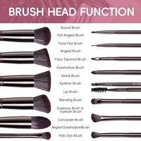 BS-MALL Ensemble de 14 pinceaux de maquillage synthétiques, étiquette privée OEM, outils de maquillage pour le visage, kit de pinceaux cosmétiques vegan marron, fabrication en usine