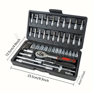 Ensemble de 46 outils de réparation automobile, boîte à outils rapide, petit tournevis à cliquet combiné avec étui rigide, kit d'outils à main en plastique - Product Image 2