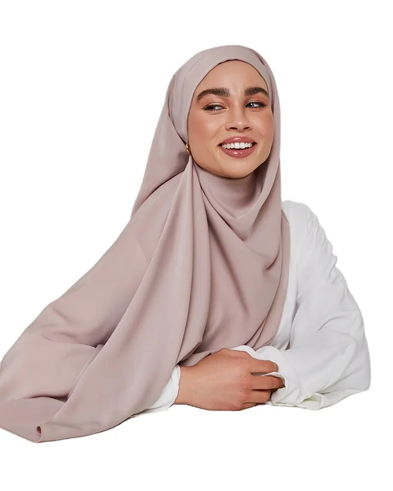 Foulard islamique à coutures magnifiques, Hijab en mousseline de soie de haute qualité pour femmes musulmanes, châle léger toutes saisons