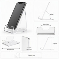 Support de téléphone en acrylique transparent personnalisé, présentoir de comptoir pour appareils mobiles avec fente inclinée et espace pour logo