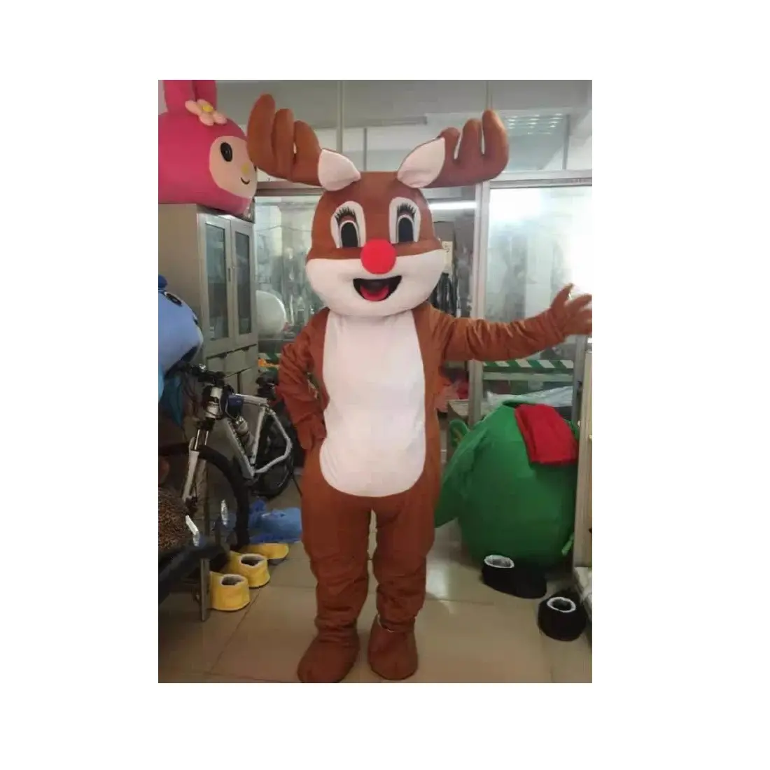 Divertido disfraz de Mascota de ciervo de Navidad, disfraz de Mascota de Feliz Navidad para vacaciones
