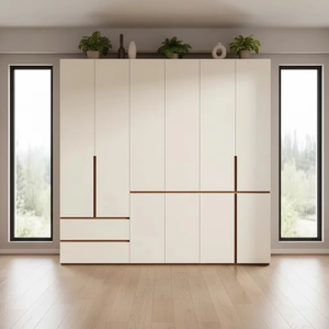 Armoire moderne de luxe en noyer sur mesure, rangement intelligent intégré, mobilier de chambre principale, best-seller - Product Image 2