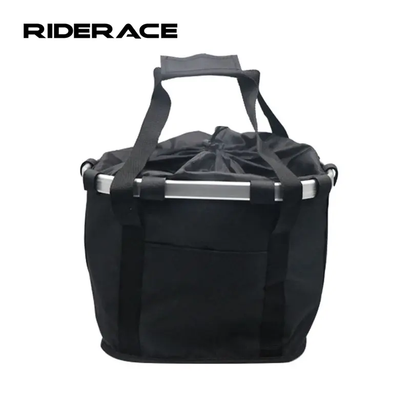 RIDERACE Bicycle Front Basket Carrying Holder Mountain Bike Top Tube Frame Front Carrier Bag Aluminum Alloy Cycling Baggage Bag