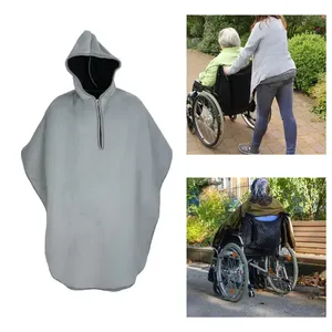 Manta para silla de ruedas, cubierta gruesa y cálida para invierno, capa para silla de ruedas, capa para silla de ruedas a prueba de viento, Poncho con capucha, manta forrada de lana - Product Image 2