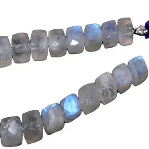 Natural Rainbow Moonstone Faceted Cube Shape Gemstone Blue Fire Beads for Jewelry Making 2020 Popular June Birthstone