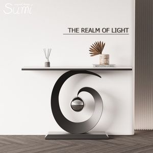 Mesa Consola Minimalista de Lujo Ligero con Tapa de Acero y Pizarra, Montada en la Pared para Entrada, Pasillo o Colocación en Contrapunto de Puerta - Product Image 3