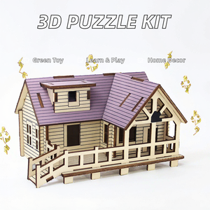 Rompecabezas de Madera 3D Estilo Caricatura, Modelo de <span class=keywords><strong>Casa</strong></span>, Juguete Educativo de Bricolaje con Corte Láser, Piezas Móviles, Ideal para el Aprendizaje Infantil, 51-100 Piezas, 1 Estrella - Product Image 2