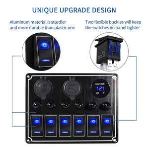 Panneau de commutation à bascule LED personnalisable en aluminium étanche 12V/24V 6 gangues avec USB pour voiture, bateau, camping-car, <span class=keywords><strong>caravane</strong></span> - Product Image 4
