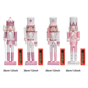 Décorations de Noël, artisanat de Noël, soldat de Noël rose en bois de 30 cm, casse-noisettes pour la décoration de la maison et des fêtes de Noël - Product Image 5