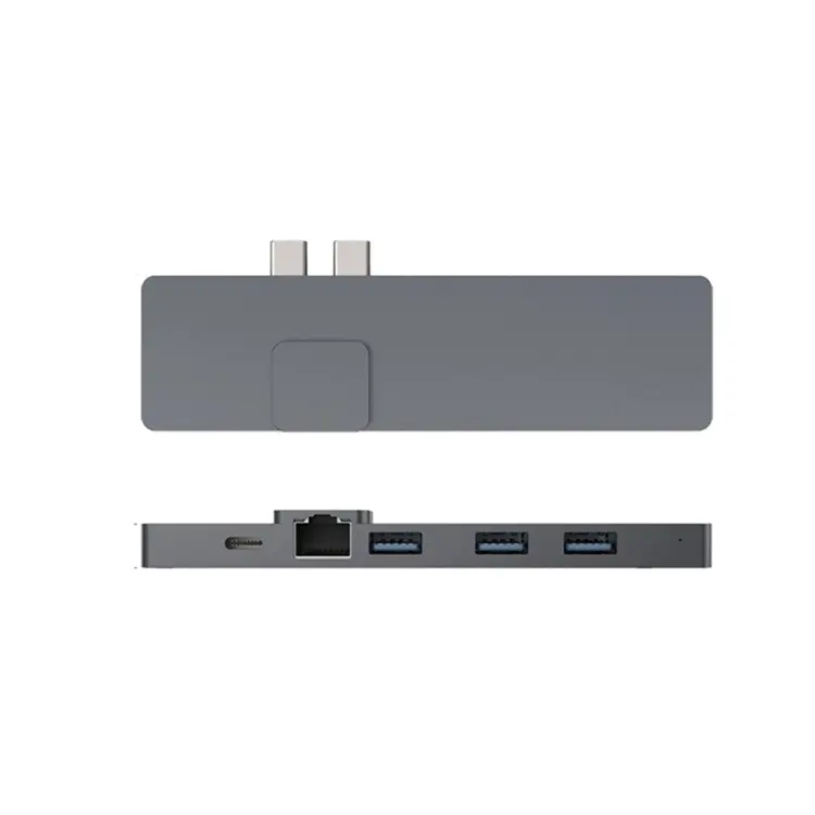 8 In 1 yerleştirme istasyonu USB C adaptörü ile 4K HDTV çift tip C 3 Port USB3.0 Hub SD TF kart okuyucu için MacBook Pro Air