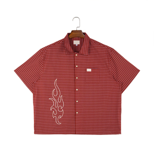 Camisas Americanas Retro a <span class=keywords><strong>Cuadros</strong></span> con Bloques de Color, de <span class=keywords><strong>Manga</strong></span> <span class=keywords><strong>Corta</strong></span>, para <span class=keywords><strong>Hombre</strong></span> y Mujer, Nuevas, Modernas, Holgadas, Casuales y Versátiles - Product Image 1