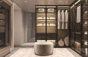 Armario Moderno Personalizado, Juego de Muebles Completo para Dormitorio con Luz LED, Armario con Puerta de Vidrio, Organizador de Ropa - Product Image 2