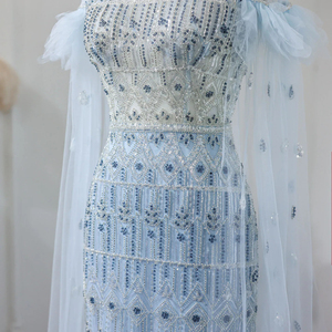 ชุดเดรสออกงานกลางคืนชุดนางเงือกแขนยาว SZ096คลาสสิกสีฟ้า - Product Image 6