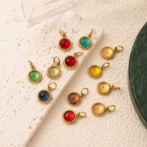 Paperclip Link <b>Chain</b> Necklace Oval Lock Connector <b>Name</b> Bead Rings Birthstone Charm Green Women Christmas Gift Elegant - Product Image 4