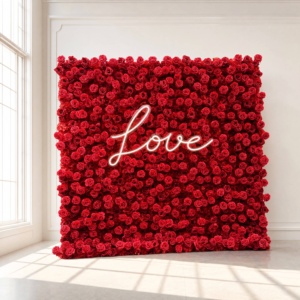 5D Premium Silk Wedding Flower Wall <strong>Backdrop</strong> 8x8 ft <strong>Pink</strong> Rose Hydrangea Floral Panel for Luxury Events - Product Image 1