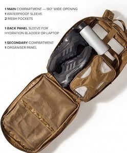Coyote Brown 45L Daypack Molle Rucksack 180 Degree Wide Open Laptop Hydration Outdoor Hiking Hunting Fishing Tactical <b>Backpack</b> - Product Image 2