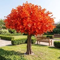 Feuilles d'érable artificielles romantiques rouges, arbres d'érable rouges artificiels pour la décoration de la maison et du jardin