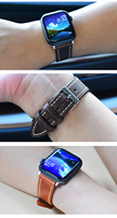 AppleWatch Correa Cuero Oro Genuino Correa Durable Flexible Inteligente Clásico Transpirable Smartwatch Lujo Ecológico Reloj Bandas