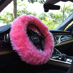 Okayda modelo 001 largo Natural grueso mullido Piel <span class=keywords><strong>de</strong></span> lana felpa suave 4 radios cubierta <span class=keywords><strong>de</strong></span> <span class=keywords><strong>volante</strong></span> <span class=keywords><strong>de</strong></span> coche para clima frío - Product Image 5