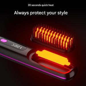 Portable Mini USB Hair <b>Straightener</b> <b>Brush</b> Foldable Travel Ionic Technology Daily Styling Plastic Handle - Product Image 3
