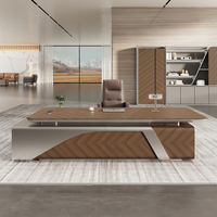 2025 bureau de direction de luxe moderne pour les patrons et les présidents panneau lumineux haut de gamme Style bois nouvelle conception de bureaux