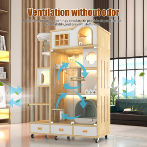 Villa per Gatti Multifunzionale Moderna e Traspirante per Soggiorno, Stabile e Durevole, Lussuosa Casa per Gatti in Legno con Doppia Porta - Product Image 6