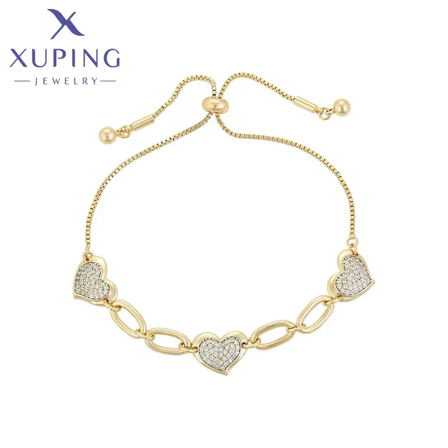 X00075211 Xuping Moda luxo 14k ouro diamante coração estilo jóias pulseira presente Dia dos Namorados mulheres pulseira
