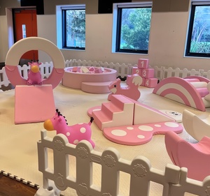 Ngoài trời màu Hồng mềm chơi thiết lập với Trampoline Hoa Bóng hố leo núi trượt khối gói bên cho thuê thiết bị sân chơi - Product Image 2