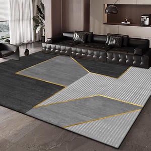Alfombra Moderna de Diseño Geométrico Rectangular Antideslizante en Negro y Gris para Sala de Estar o Dormitorio, Cobertura Total, Estilo 2025, Diseño de Alta Gama - Product Image 4