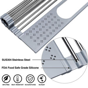 <span class=keywords><strong>Égouttoir</strong></span> à vaisselle pliable en acier inoxydable sur l'<span class=keywords><strong>évier</strong></span>, outil Gadget, <span class=keywords><strong>égouttoir</strong></span> pliable pour fruits et légumes - Product Image 2