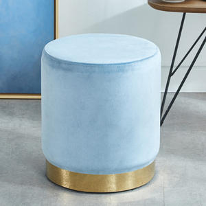 การผลิตเบาะที่นั่งที่ทันสมัยม้านั่งเก็บเท้าในร่มบ้านหรูหราห้องนอนรอบออตโตมันกำมะหยี่ฐานโลหะออตโตมัน Pouf - Product Image 4