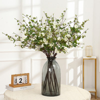 Ranting Viburnum Plicatum Buatan Rustic Kustom, Bunga Liar Palsu, Batang Bunga Bola Salju Jepang untuk Rangkaian Bunga Rumah