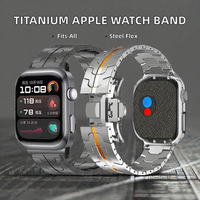 Titan-Legierung Edelstahl Uhrenarmband mit Schmetterlingsverschluss für Apple Watch Series 6 7 8 10 11 Ultra